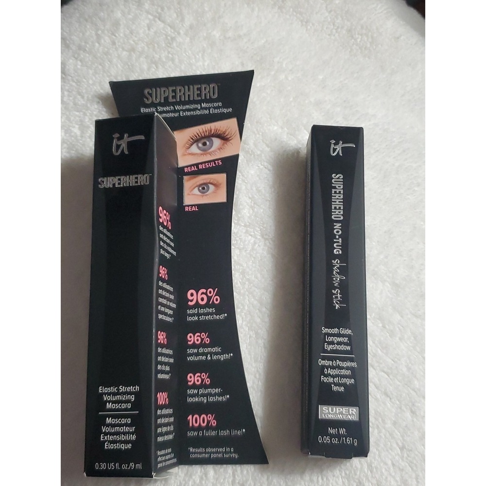 IT Cosmetics Superhero No-Tug Shadow Stick Silk Armor 0.05 oz/ and Black Mascara
